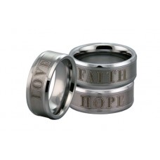 Tungsten Ring LOVE, HOPE and FAITH